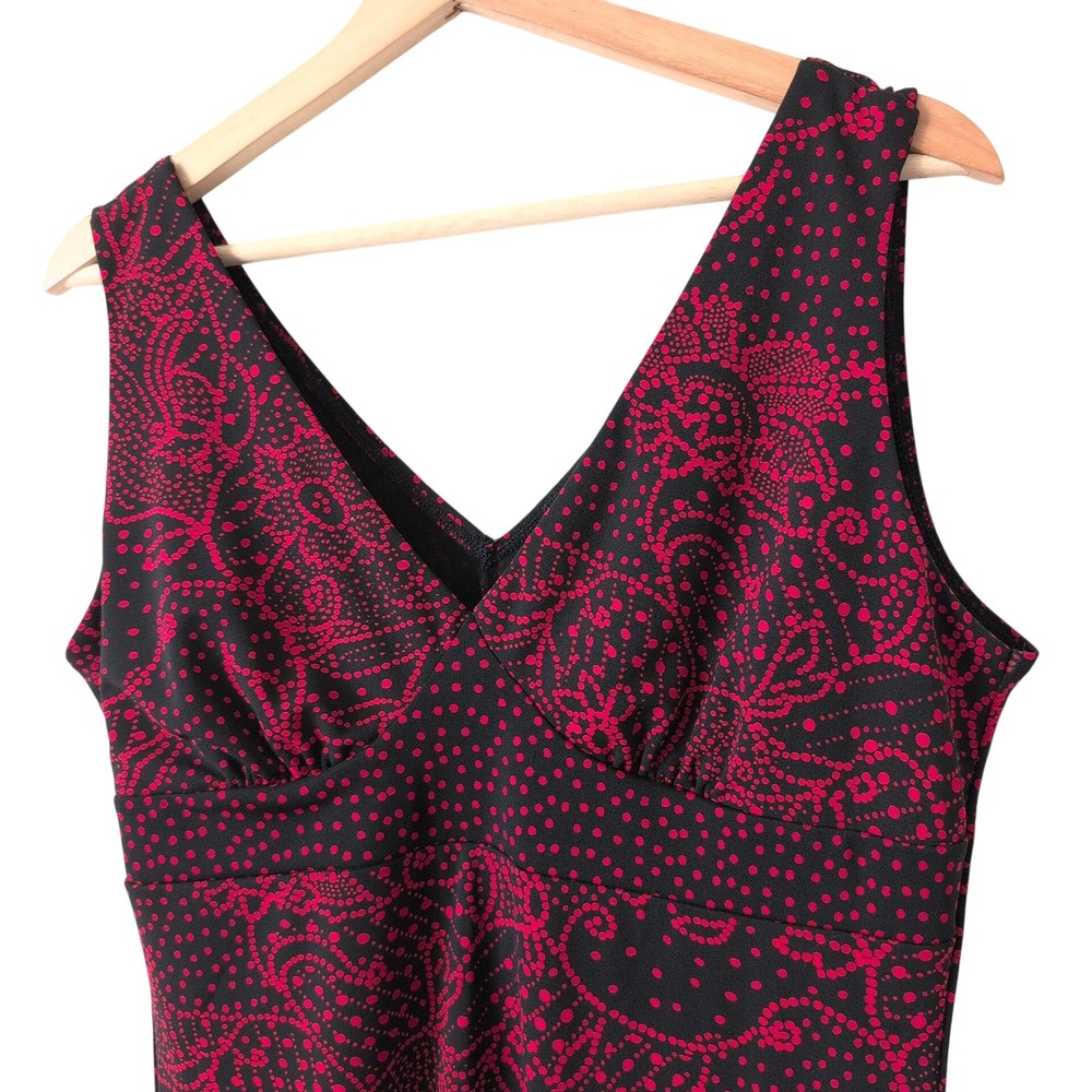 VTG Y2K Giorgio Fiorlini Black Red Floral Sleeveless Dress L Babydoll Whimsigoth